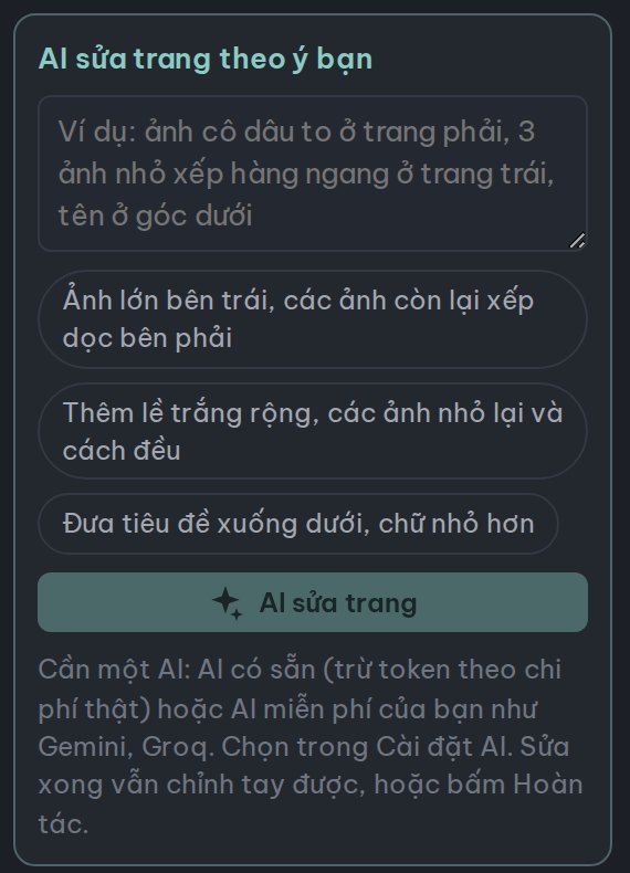 Ô AI sửa trang theo ý bạn với các gợi ý câu lệnh và nút AI sửa trang